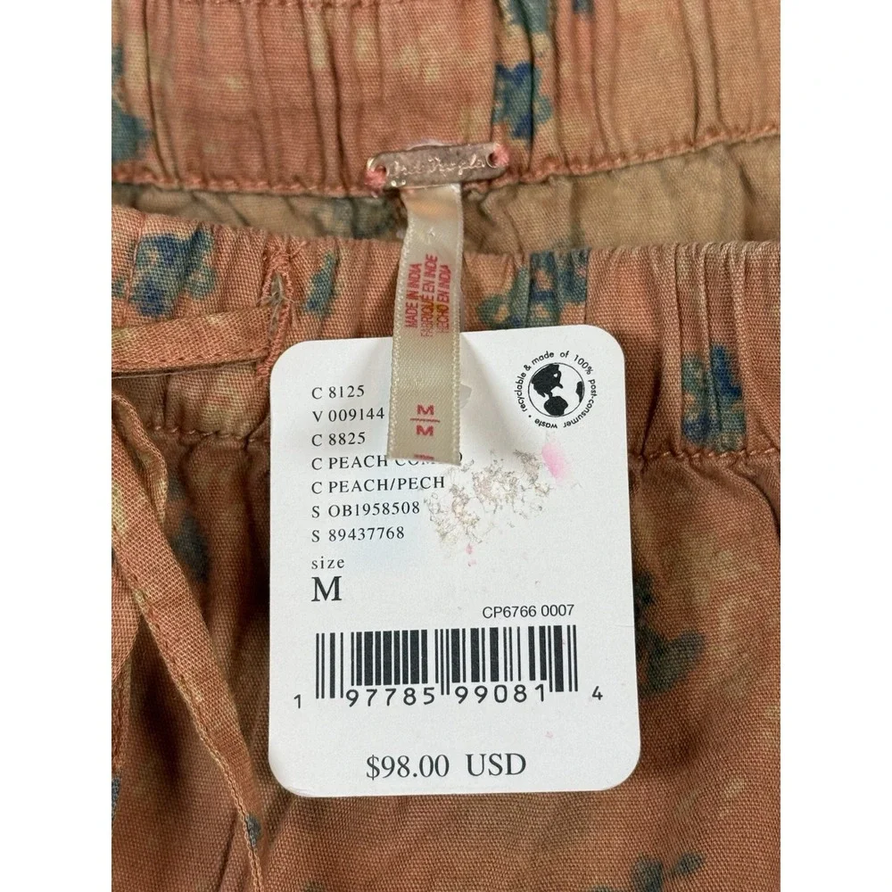 Free People Callista Printed Shorts Peach Boho Cottagecore Women's Medium - Picture 10 of 14